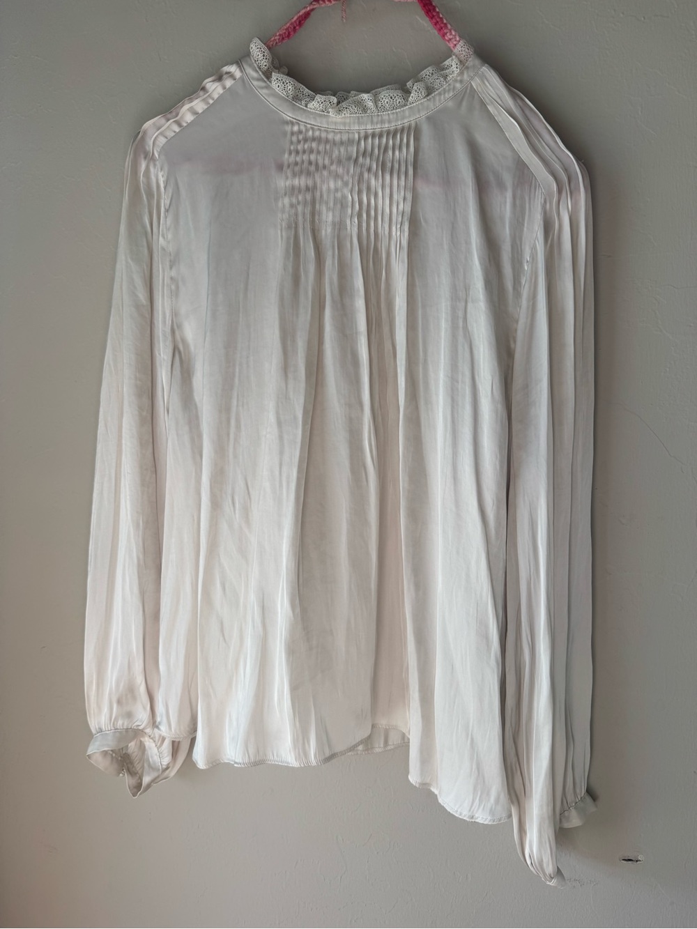 J. Crew Ruffle Neck Drapey Blouse Ivory XL